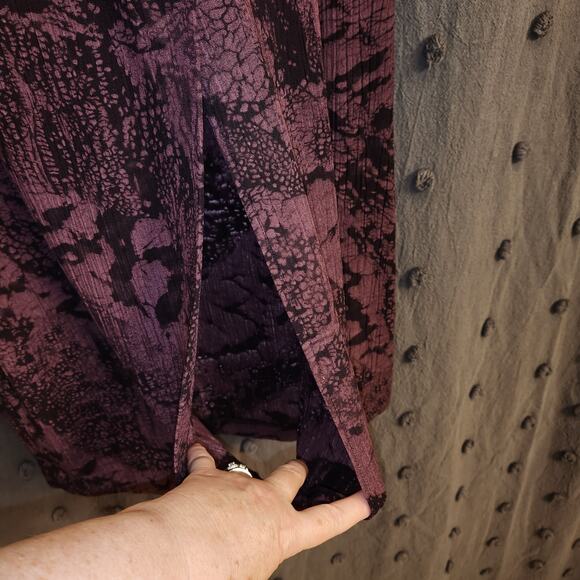 NORTON McNAUGHTON Samburo Midi Maxi Skirt 8 Purple Black Print Whimsigoth Witchy - Picture 9 of 12